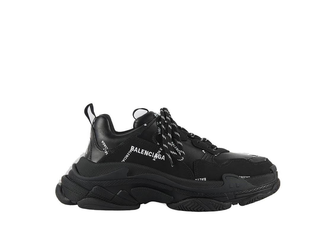 Balenciaga Balenciaga Allover Logo Triple S Sneaker Black White