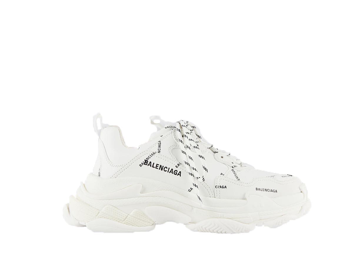 Balenciaga Balenciaga Allover Logo Triple S Sneaker White Black