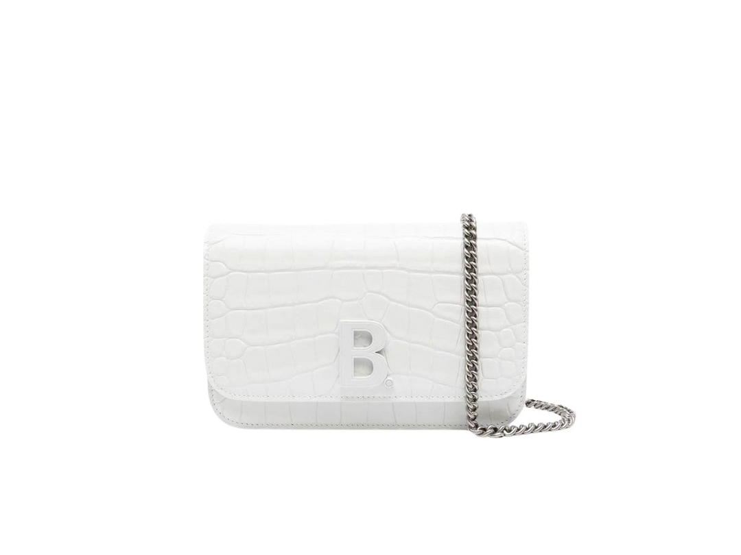 Balenciaga Balenciaga B. Chain-Strap Wallet Bag In White Leather