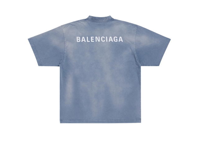 Balenciaga Balenciaga Back T-Shirt Medium Fit In Blue And White Vintage Jersey - view 2
