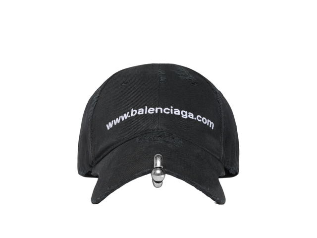 Balenciaga Balenciaga Bal.com Front Piercing Cap In Black And White Cotton Drill - view 1