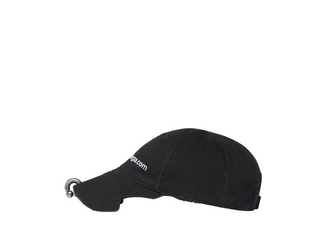 Balenciaga Balenciaga Bal.com Front Piercing Cap In Black And White Cotton Drill - view 4