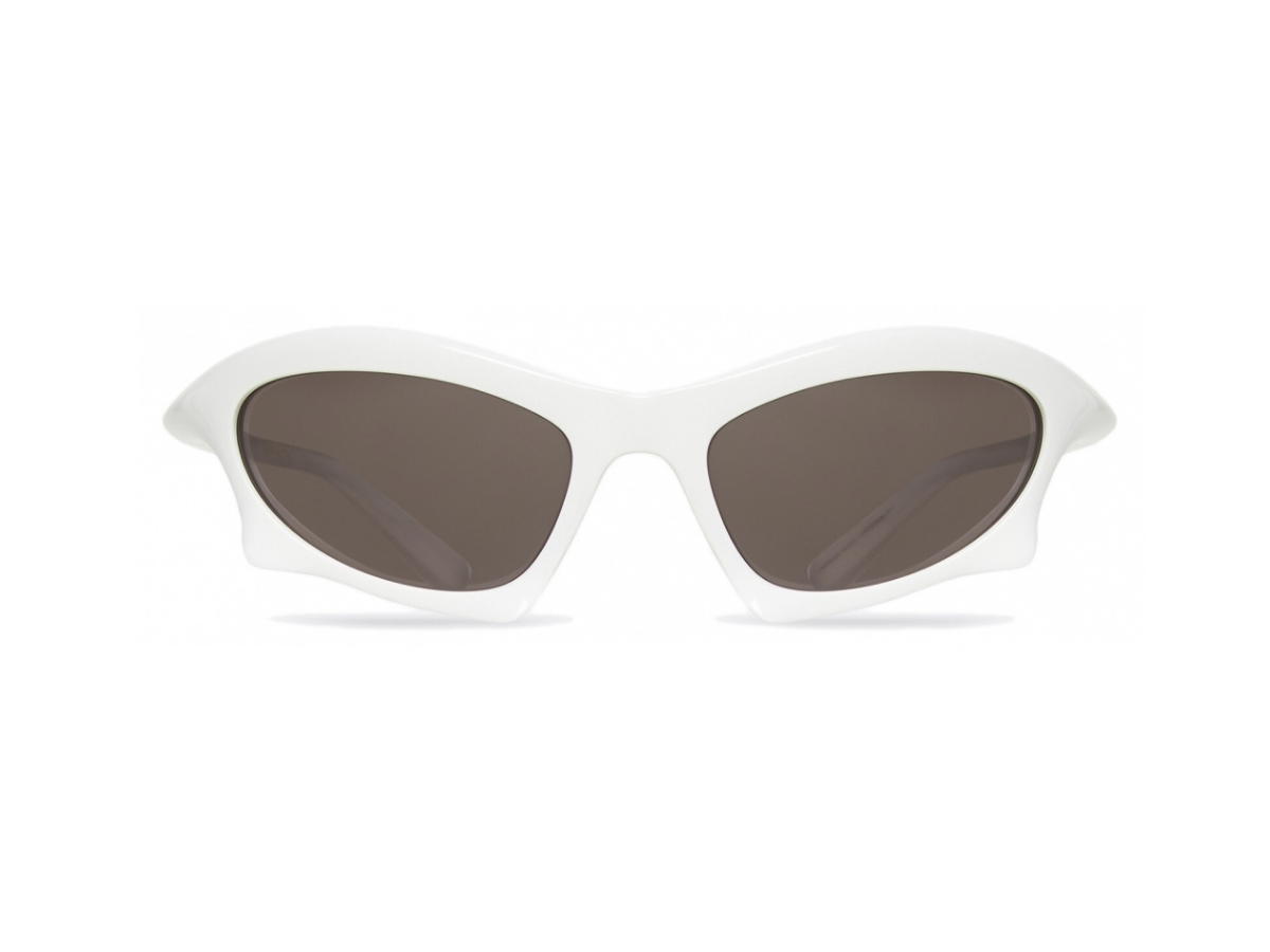 Balenciaga Balenciaga Bat Rectangle Sunglasses BB0229S-004-59 In White Nylon Frame-Logo With Grey Lenses