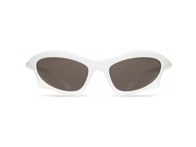 Balenciaga Balenciaga Bat Rectangle Sunglasses BB0229S-004-59 In White Nylon Frame-Logo With Grey Lenses - view 1