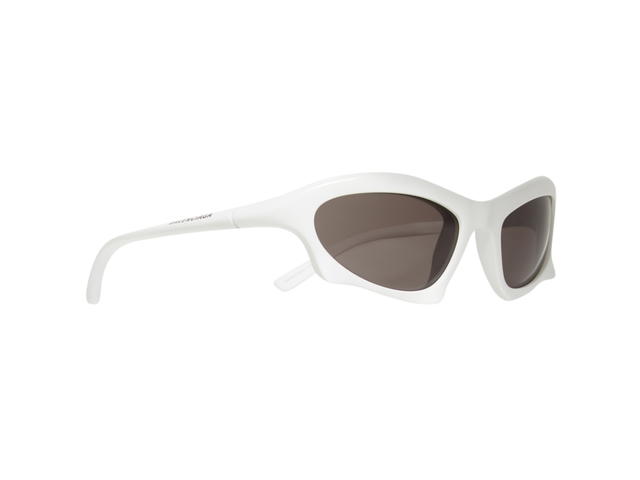 Balenciaga Balenciaga Bat Rectangle Sunglasses BB0229S-004-59 In White Nylon Frame-Logo With Grey Lenses - view 2