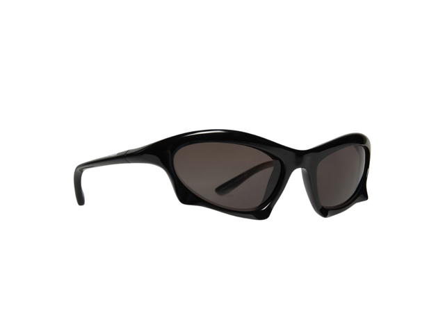Balenciaga Balenciaga Bat Rectangle Sunglasses In Black Nylon With Grey Lenses - view 2