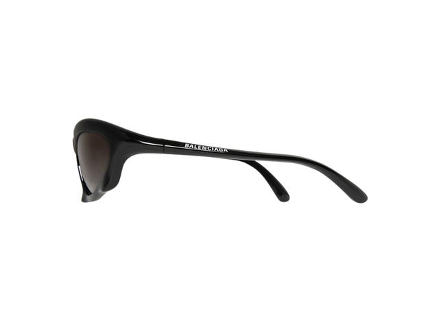 Balenciaga Balenciaga Bat Rectangle Sunglasses In Black Nylon With Grey Lenses - view 3