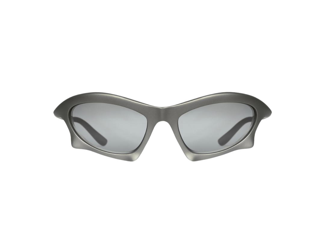 Balenciaga Balenciaga Bat Rectangle Sunglasses In Silver Nylon With Mirror Silver Lenses