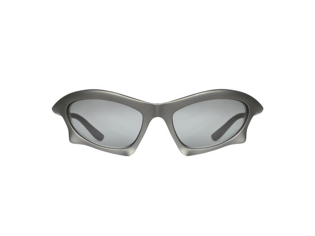 Balenciaga Balenciaga Bat Rectangle Sunglasses In Silver Nylon With Mirror Silver Lenses - view 1