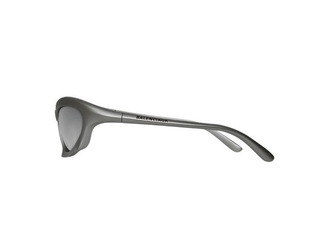 Balenciaga Balenciaga Bat Rectangle Sunglasses In Silver Nylon With Mirror Silver Lenses - view 3