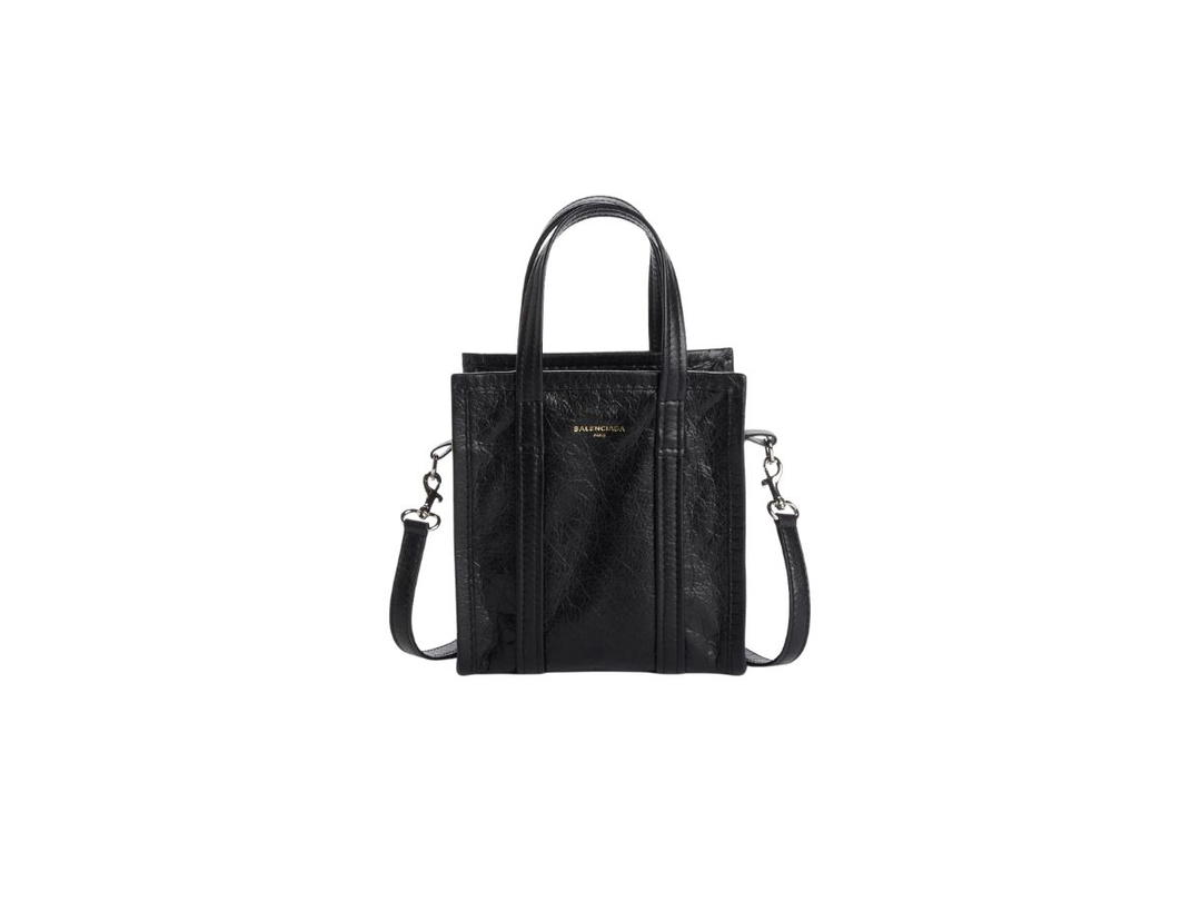 Balenciaga Balenciaga Bazar XS Tote In Black Textured Leather With Palladium Hardware