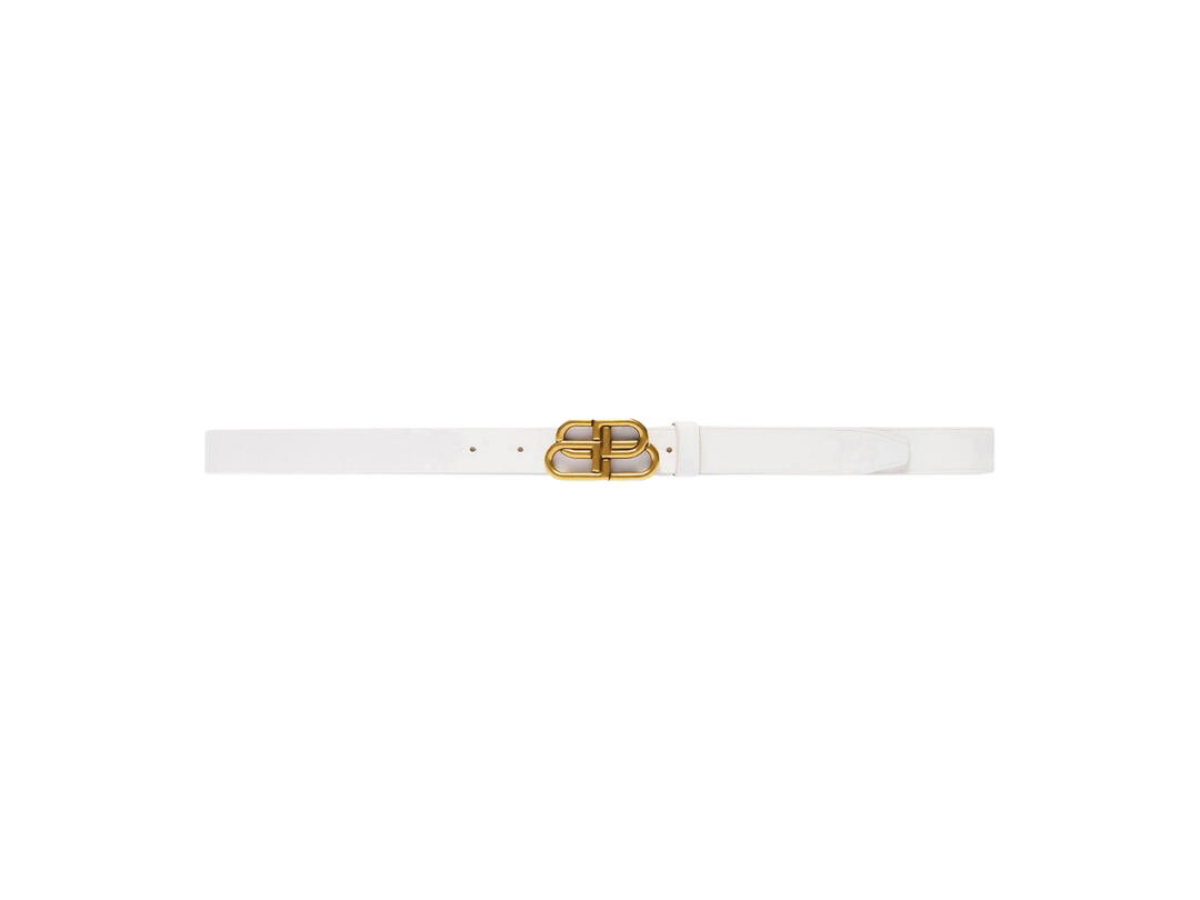 Balenciaga Balenciaga BB Belt In White Calfskin And Aged Gold Buckle