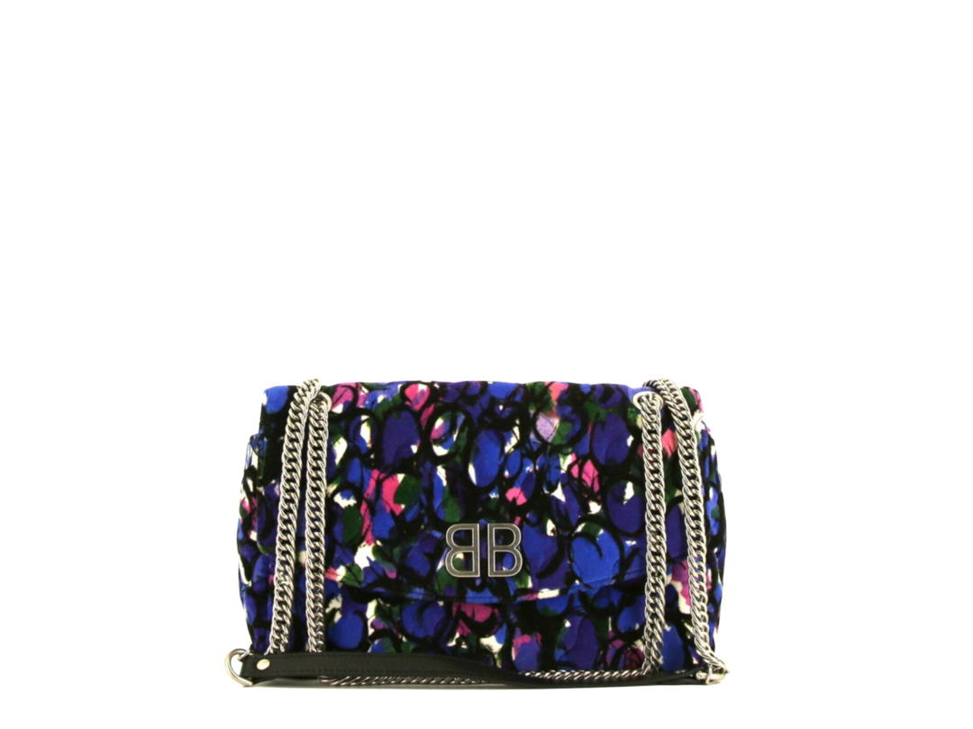 Balenciaga Balenciaga BB Chain In Leather With Silver Hardware Blue Velvet