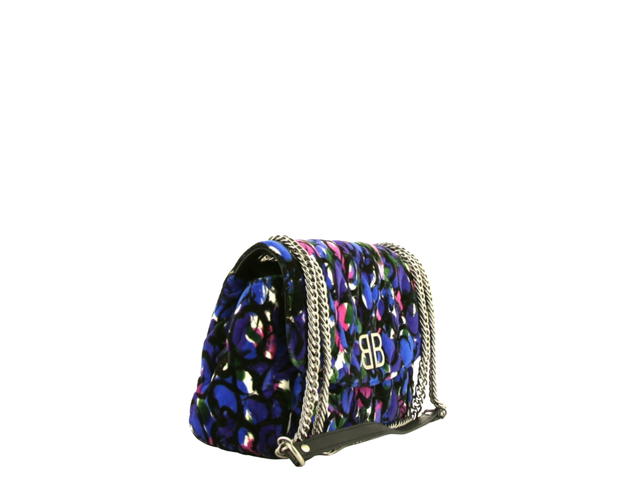 Balenciaga Balenciaga BB Chain In Leather With Silver Hardware Blue Velvet - view 3