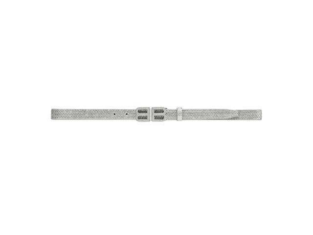 Balenciaga Balenciaga BB Hourglass Thin Belt In Suede Calfskin And Rhinestones With Aged-Silver Hardware Grey - view 1