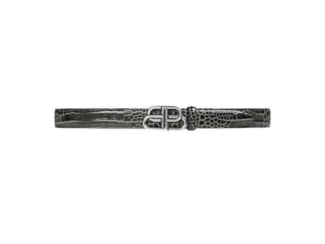 Balenciaga Balenciaga BB Large Belt In Dark Grey Crocodile Embossed Calfskin With Silver-Toned Interlocked BB Logo Hardware - view 1