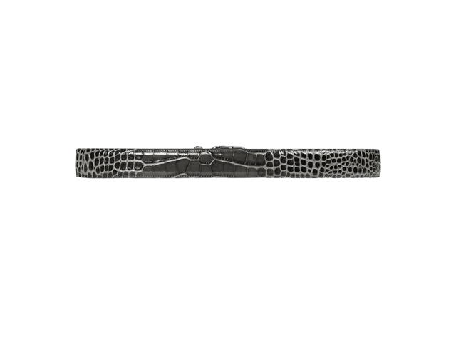 Balenciaga Balenciaga BB Large Belt In Dark Grey Crocodile Embossed Calfskin With Silver-Toned Interlocked BB Logo Hardware - view 2