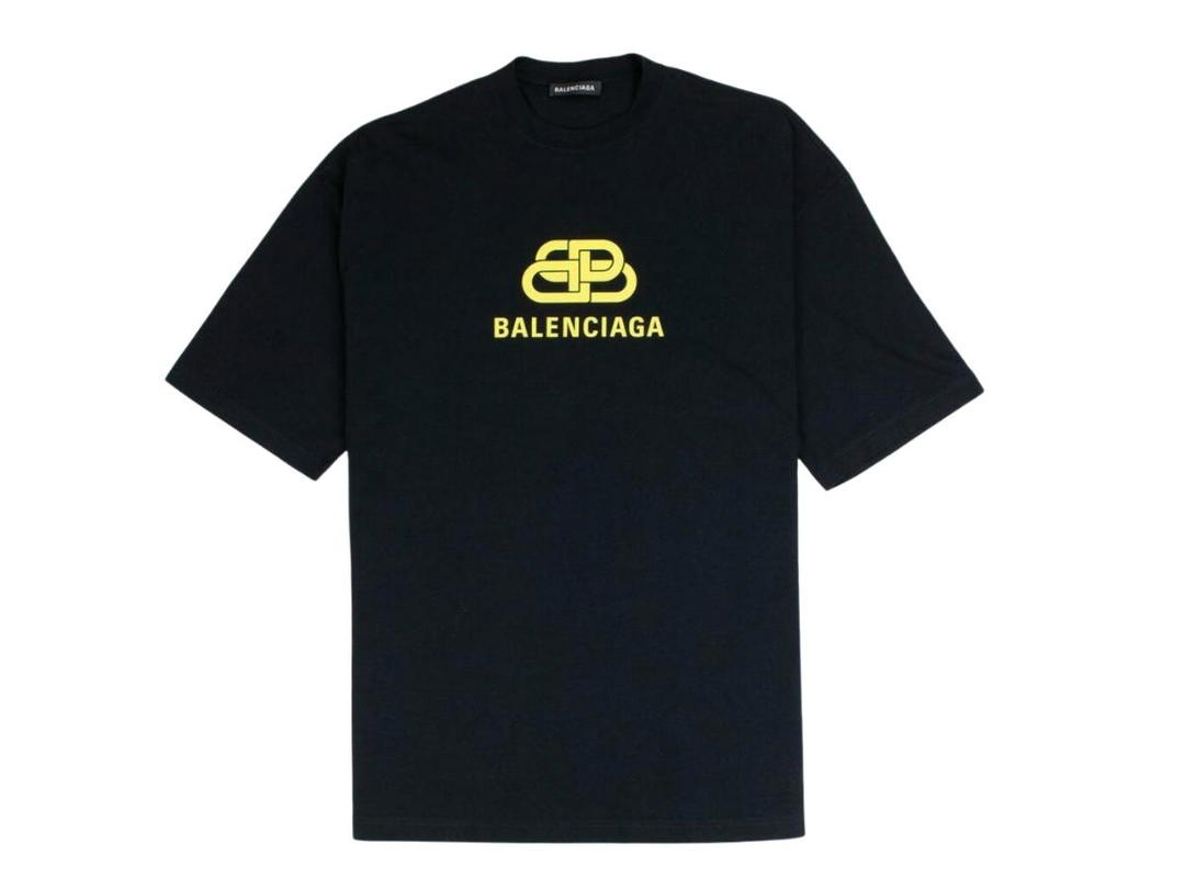 Balenciaga Balenciaga BB Logo Print Black Yellow T-Shirt