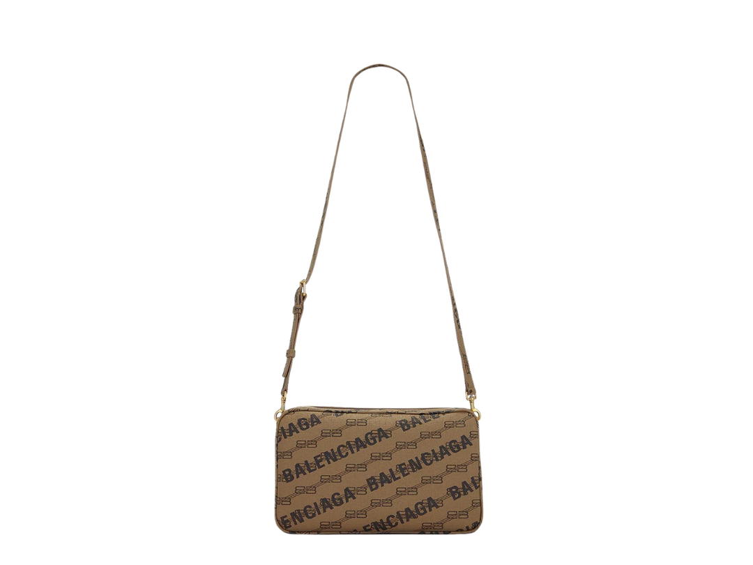Balenciaga Balenciaga Camera Bag In BB Monogram With Gold Hardware Brown