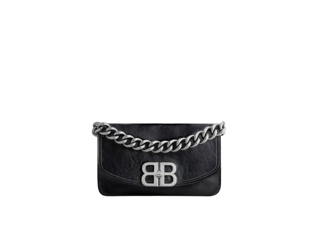 Balenciaga Balenciaga BB Soft Small Flap Bag In Black Peach Calfskin With Aged-Silver Hardware - view 1