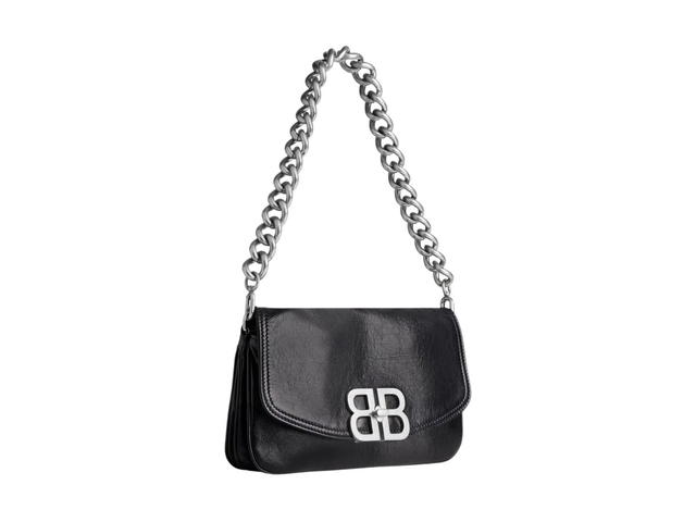 Balenciaga Balenciaga BB Soft Small Flap Bag In Black Peach Calfskin With Aged-Silver Hardware - view 2