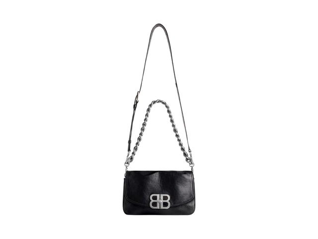 Balenciaga Balenciaga BB Soft Small Flap Bag In Black Peach Calfskin With Aged-Silver Hardware - view 5