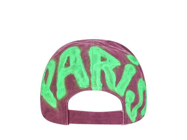 Balenciaga Balenciaga BB Sprayed Cap In Dark Red And Neon Green Cotton Drill - view 3