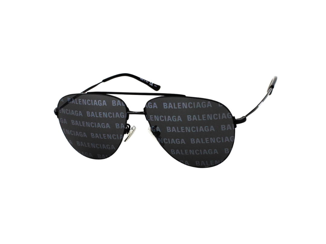 Balenciaga Balenciaga BB0013S-008-59 Sunglasses In Black Metal Frame-Lettering With Lettering Grey Lenses
