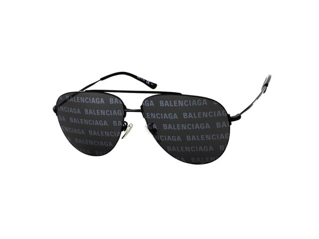 Balenciaga Balenciaga BB0013S-008-59 Sunglasses In Black Metal Frame-Lettering With Lettering Grey Lenses - view 1