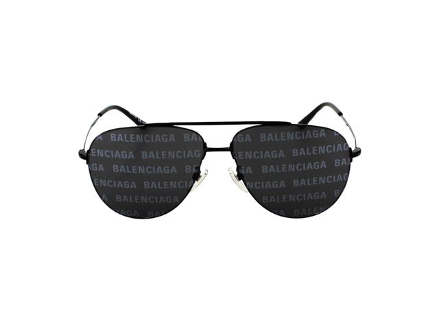 Balenciaga Balenciaga BB0013S-008-59 Sunglasses In Black Metal Frame-Lettering With Lettering Grey Lenses - view 2