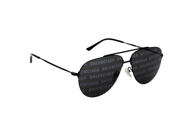 Balenciaga Balenciaga BB0013S-008-59 Sunglasses In Black Metal Frame-Lettering With Lettering Grey Lenses - view 3