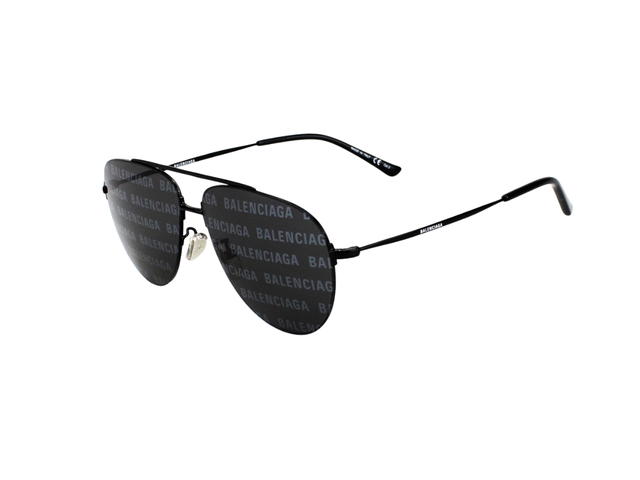 Balenciaga Balenciaga BB0013S-008-59 Sunglasses In Black Metal Frame-Lettering With Lettering Grey Lenses - view 5