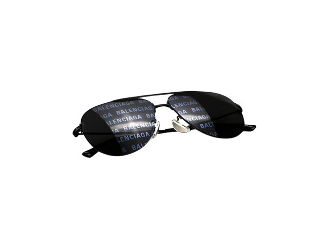 Balenciaga Balenciaga BB0013S-008-59 Sunglasses In Black Metal Frame-Lettering With Lettering Grey Lenses - view 6