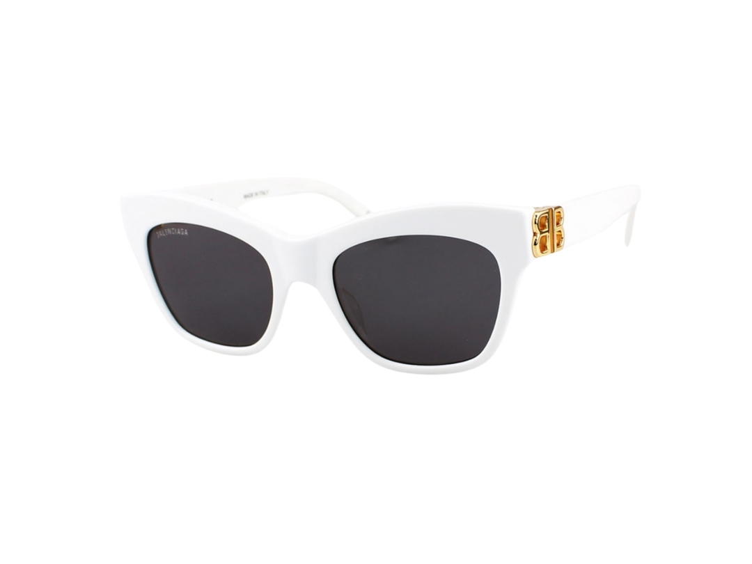 Balenciaga Balenciaga BB0132S-006-53 Sunglasses In White Acetate Frame-Gold BB With Grey Lenses