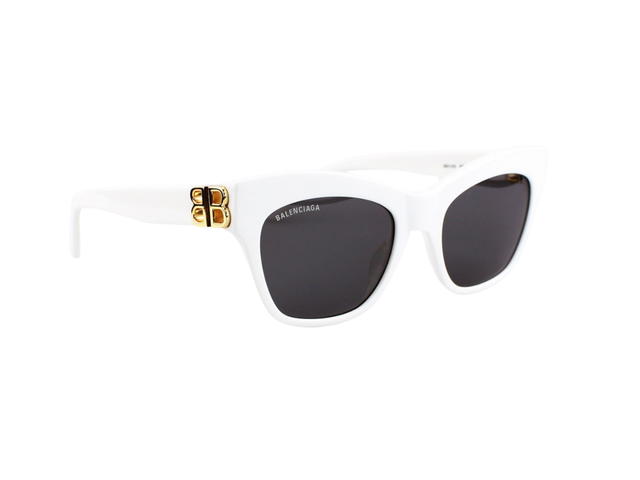 Balenciaga Balenciaga BB0132S-006-53 Sunglasses In White Acetate Frame-Gold BB With Grey Lenses - view 3