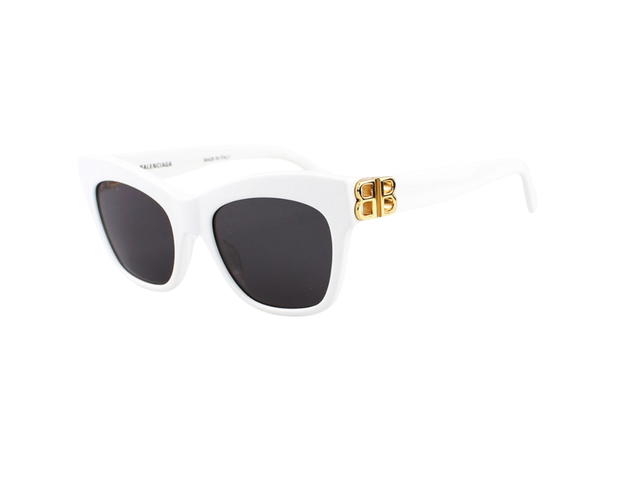 Balenciaga Balenciaga BB0132S-006-53 Sunglasses In White Acetate Frame-Gold BB With Grey Lenses - view 4
