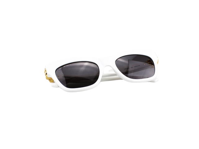 Balenciaga Balenciaga BB0132S-006-53 Sunglasses In White Acetate Frame-Gold BB With Grey Lenses - view 5