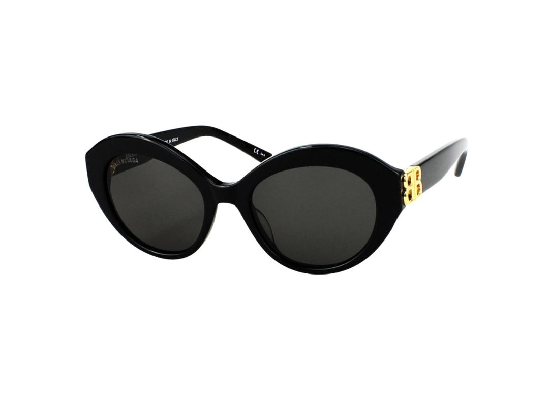 Balenciaga Balenciaga BB0133S-001-52 Sunglasses In Black Acetate Frame-Gold BB With Grey Lenses