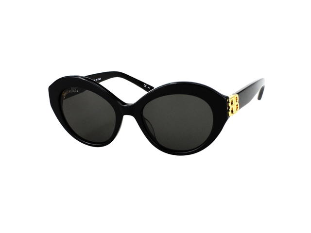 Balenciaga Balenciaga BB0133S-001-52 Sunglasses In Black Acetate Frame-Gold BB With Grey Lenses - view 1