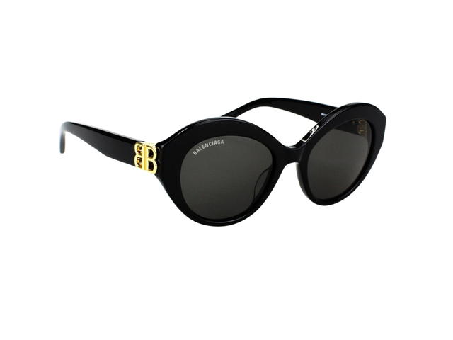 Balenciaga Balenciaga BB0133S-001-52 Sunglasses In Black Acetate Frame-Gold BB With Grey Lenses - view 3