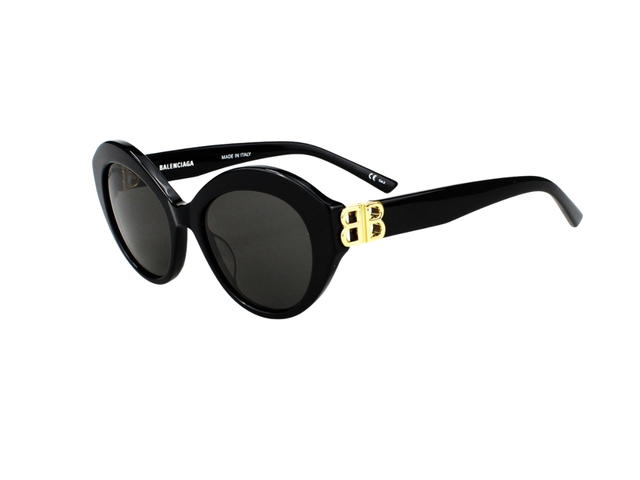 Balenciaga Balenciaga BB0133S-001-52 Sunglasses In Black Acetate Frame-Gold BB With Grey Lenses - view 4