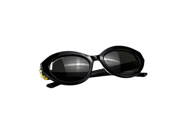 Balenciaga Balenciaga BB0133S-001-52 Sunglasses In Black Acetate Frame-Gold BB With Grey Lenses - view 5