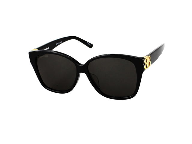 Balenciaga Balenciaga BB0135SA-001-59 Sunglasses In Black Acetate Frame-Gold BB With Grey Lenses - view 1