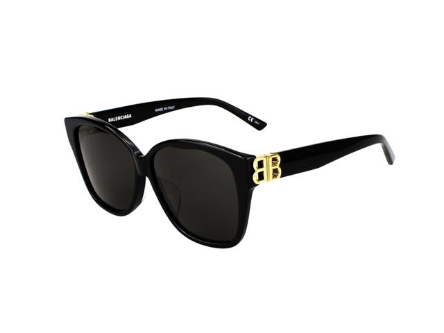Balenciaga Balenciaga BB0135SA-001-59 Sunglasses In Black Acetate Frame-Gold BB With Grey Lenses - view 5