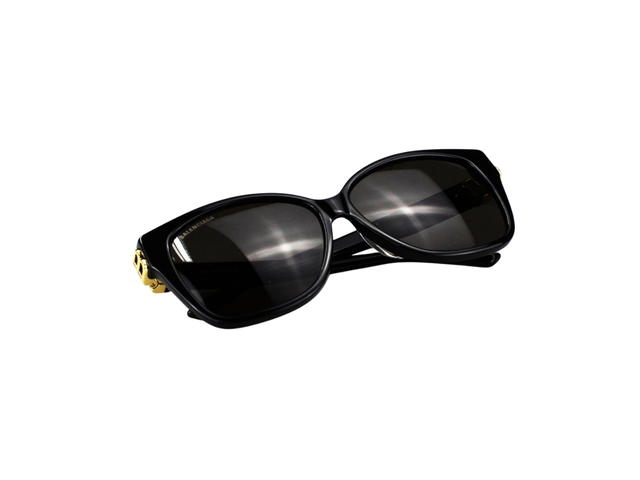 Balenciaga Balenciaga BB0135SA-001-59 Sunglasses In Black Acetate Frame-Gold BB With Grey Lenses - view 6