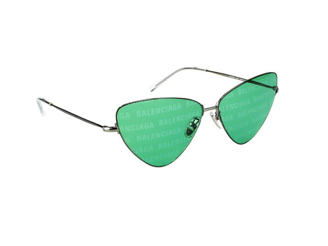 Balenciaga Balenciaga BB0148S-002-64 Sunglasses In Silver Metal Frame-Lettering With Lettering Green Lenses - view 3
