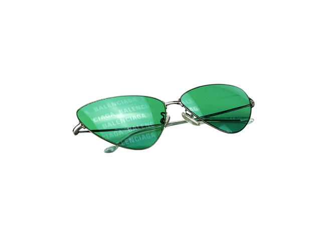 Balenciaga Balenciaga BB0148S-002-64 Sunglasses In Silver Metal Frame-Lettering With Lettering Green Lenses - view 6
