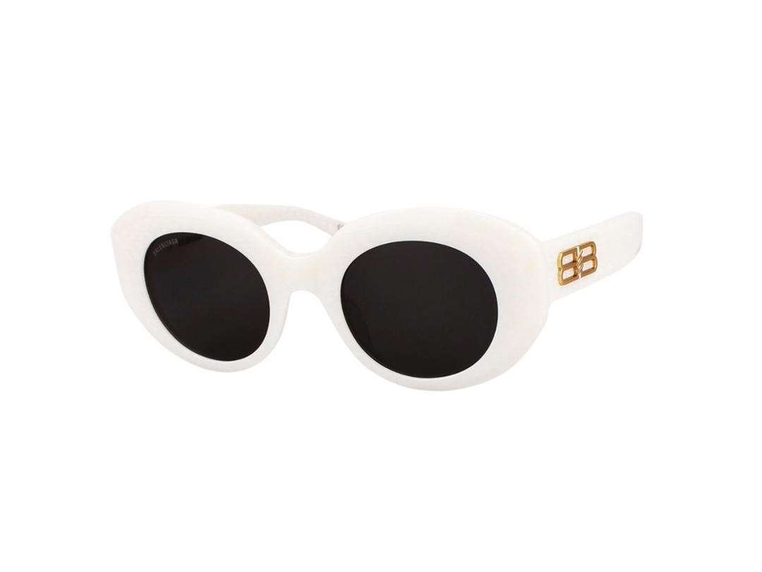 Balenciaga Balenciaga BB0235S-004-52 Sunglasses In White Acetate Frame-Gold BB With Grey Lenses