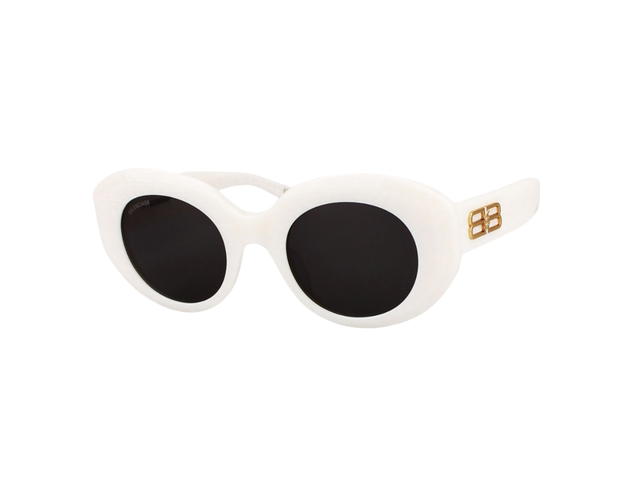 Balenciaga Balenciaga BB0235S-004-52 Sunglasses In White Acetate Frame-Gold BB With Grey Lenses - view 1
