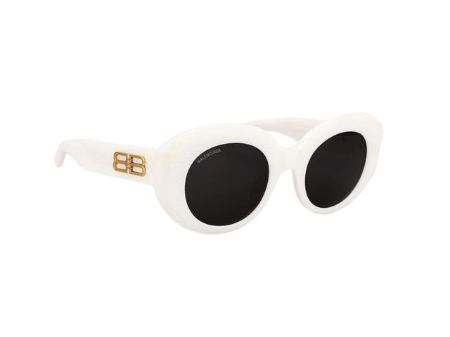Balenciaga Balenciaga BB0235S-004-52 Sunglasses In White Acetate Frame-Gold BB With Grey Lenses - view 3